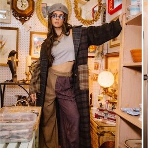 Lala Grandpa Chic Half + Half Wide Leg Trousers